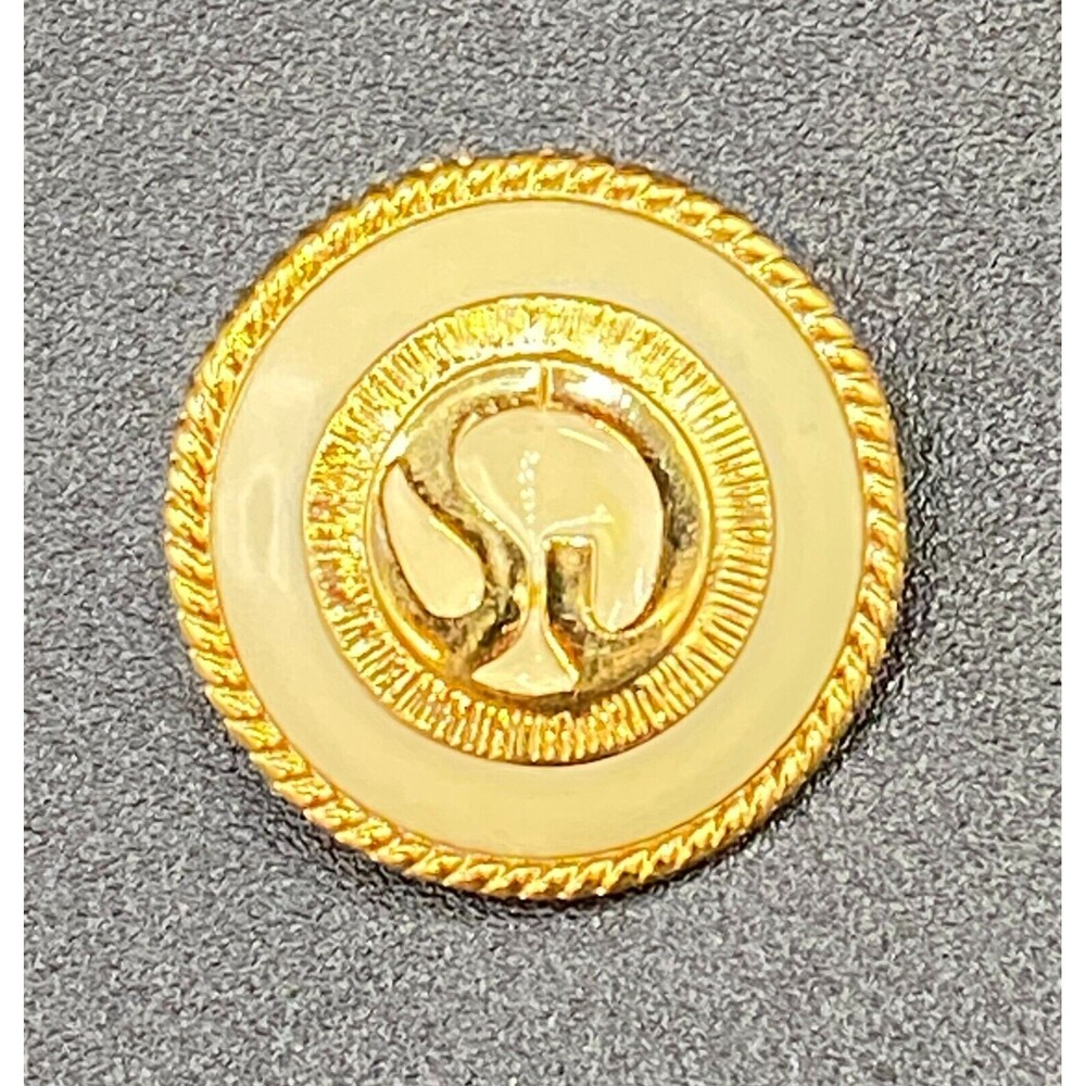 St John Gold Tone and Cream Enamel Replacement Button